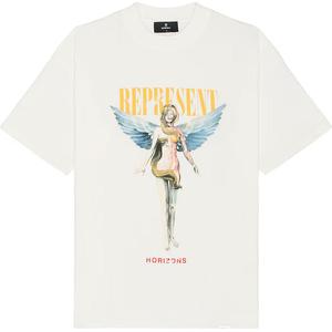 Футболка из хлопка с принтом логотипа REPRESENT, цвет слоновая кость