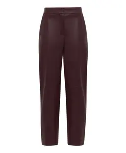 Бордовые брюки прямого кроя из искусственной кожи Alpha Studio, красный