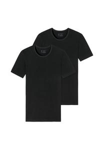 Майка/рубашка с коротким рукавом, 2 шт. - 95/5 - натуральный хлопок SCHIESSER, черный
