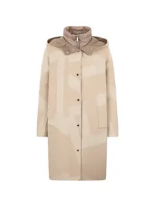 Пальто с капюшоном и графичным принтом Moorer, бежевый