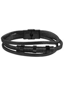 Adeliás Мужской кожаный браслет, 22,5 см, черный