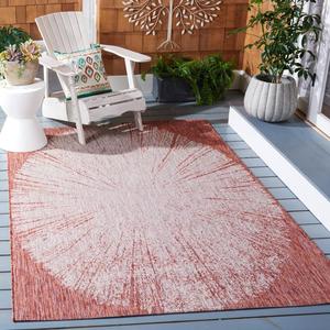 Ковер SAFAVIEH, 122 x 171 см, Washable Rug Outdoor Courtyard Collection - , бежевый и красный, без линьки и легкий в уходе, идеален для патио, заднего двора, прихожей (CY8893-36521)