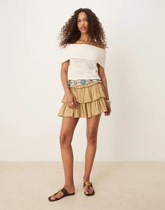 Короткие шорты цвета хаки с рюшами ASOS DESIGN