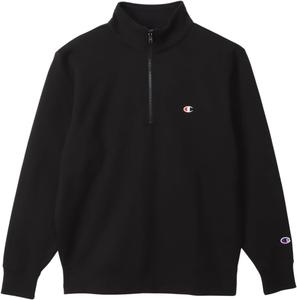 Мужская толстовка Champion с длинным рукавом, вышитым логотипом в одной точке и застежкой-молнией до середины груди, черный