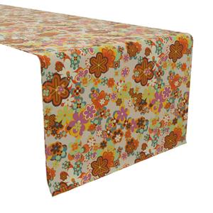 Настольная дорожка, 100% хлопок, 16x72 дюйма, летний стиль с цветочным ретро-стилем.