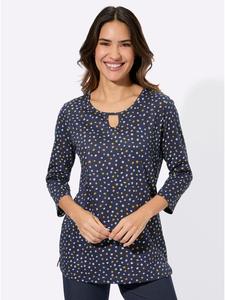 Рубашка с рукавами 3/4 и темно-синим принтом Sieh an!