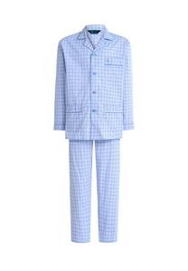 Пижама с воротником-лацканом хлопковый поплин в клетку El Búho Nocturno, голубой