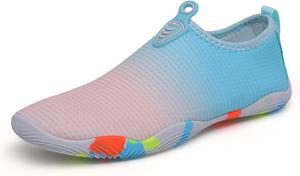 Водные туфли с градиентным цветом, обувь для пляжа и бассейна, быстросохнущая для водных видов спорта, йоги, тренировок, серфинга и плавания, мужские и женские (Синий-А, 6.5) Alievoke