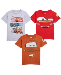 Футболки для мальчиков Disney Pixar Tow Mater Lightning McQueen, набор из 3 штук Cars, мультиколор