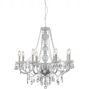 Светильник Kronleuchter Подвесная лампа Marie Therese, 8-пламенная E14 1 шт. Гламурная Searchlight, Transparent, chromfarben