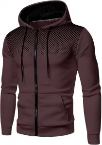 Мужская худи с капюшоном на молнии, свободного кроя, в горошек