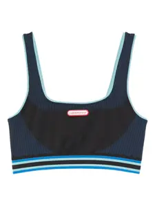 Спортивный бюстгальтер с нашивкой-логотипом и полосатыми деталями Casablanca, синий