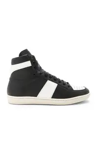 Кроссовки Saint Laurent Signature Court Classic SL/10H Leather High Tops, цвет Black & White