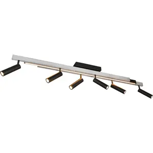 Потолочный светильник TRIO Leuchten LED ZENO выдвижной LED светильник с 6 регулируемыми спотами, затемняемый CCT LED-панель 1 шт. Цвет света регулируемый, в комплекте пульт дистанционного управления Trio Leuchten, Aluminium schwarz