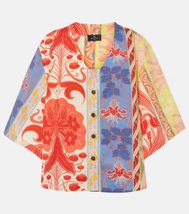 Рубашка свободного кроя из смесового хлопка с принтом Etro, Print On White Base