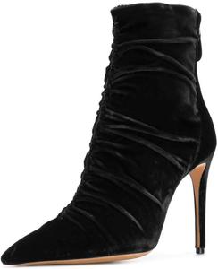 Женские закрытые ботинки FSJ с острым носком, удобные, складчатые, на молнии, высокие шпильки, на каблуке, модные праздничные туфли, размеры 4-15 US M, Black