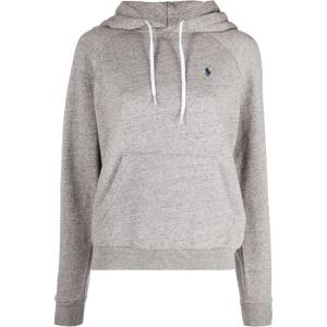 Худи с вышитым пони на шнурке Polo Ralph Lauren, серый