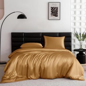 THXSILK Комплект постельного белья TXHSILK из 100% шелка 7A+ с гладкой дышащей тканью Metallic Gold
