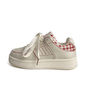 Alxnan Низкие женские скейтерские кроссовки бежево-красные, цвет Beige Red