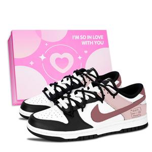 Nike Dunk Black Leather Slip Resistant Abrasion Resistant Low top детские скейтбординг кроссовки Pink Unisex