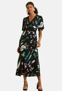 Платье-Миди средней длины с v-образным вырезом, прямого кроя. Love & Roses, Black Abstract