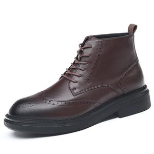 KACHILANG Мужские полусапоги черно-коричневые без подкладки коричневые, цвет Brown Unlined