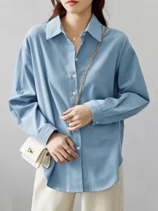 Простая рубашка со складками на спине. Женская рубашка Doux Belle, цвет Blue