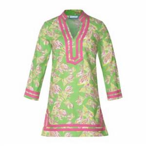 Платье-камизоль Playing Koi с длинными рукавами в зеленом цвете Carvalho Couture