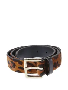 Кожаный ремень с леопардовым принтом Orciani, коричневый