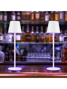 Комплект из 2 настольных ламп белого цвета, перезаряжаемые, RGB с сенсорным управлением яркостью, 2 Вт, степень защиты IP54, высота 37,5 см