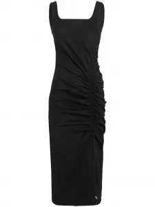 Платье миди со сборками KARL LAGERFELD, черный