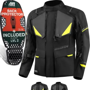 Мужская мотоциклетная куртка и брюки SHIMA Runner с защитой спины AirForce, защитой плеч и защитой плеч, Jacket / Fluo