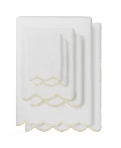 Набор из 6 полотенец Adornia Scallop Cotton Linum Home, белый/бежевый