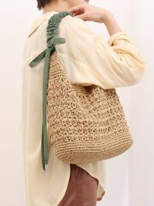 Сумка-тоут Cachecache / вязаная сумка с завязками и собранными ручками, двухсторонняя.