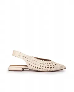 Женские белые кожаные туфли на плоской подошве с плетеной пяткой Pedro Miralles, белый