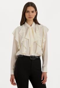 Блуза Lauren Ralph Lauren RUFFLE TRIM GEORGETTE TIE NECK BLOUSE, Mascarpone Cream/Off-White
