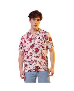 Мужская рубашка с розами ярко-красного и кремового цвета Campus Sutra, Red