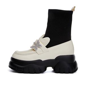 POOQ Женские черно-бежевые ботинки на щиколотку, цвет Beige