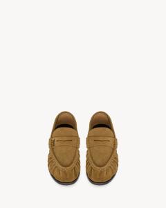 Лоферы из мягкой замши Saint Laurent, коричневый