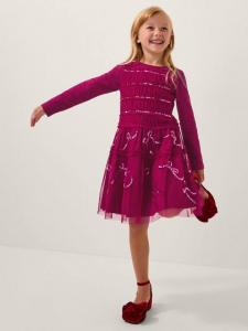 Детское платье из джерси и тюля с бантиками Monsoon, Red