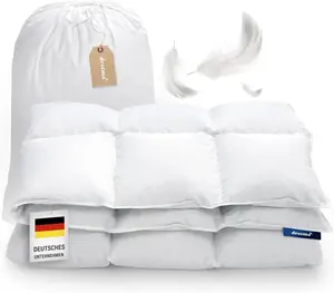 Одеяло Duvet 155x220 см, пуховое, теплое | Очень мягкий пуховый наполнитель | Сделано в Германии | 100% экологично с Nomite | Подходит для аллергиков | Мягкий на ощупь хлопковый чехол DREEMA