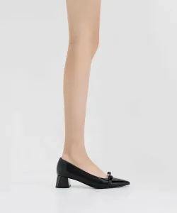 Туфли на каблуке с бантом Dorian Patent Bow Block Heel Pumps Charles & Keith, цвет Black Patent