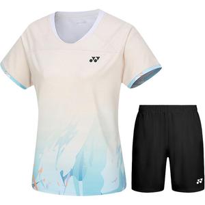 Повседневный женский костюм YONEX, clothing sets[vanilla top+черный shorts]