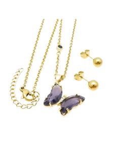 Bungsa Колье Schmuckset in Lila