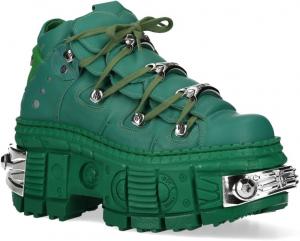 Новые готические кожаные ботильоны New Rock M-106WALL-C29 металлического зеленого цвета, Green