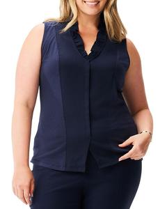 Майка NIC+ZOE Plus с рюшами вокруг, синий