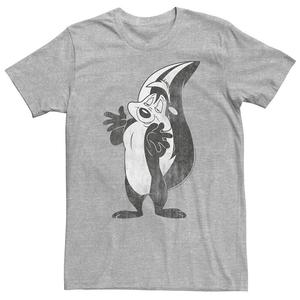 Футболка с портретом в стиле ретро Big & Tall Looney Tunes Pepe La Pew, цвет Athletic Heather