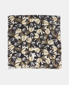 Шерстяной платок с черным цветочным узором Abbacino, черный