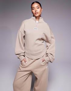 Тяжёлый, полумолния, ребристый микс, свитшот цвета мокко Asos Weekend Collective