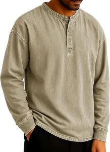 Мужская футболка с длинным рукавом Henley AAZJSS